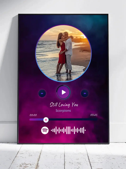 Personalizuotas Spotify muzikos grotuvo įrėmintas plakatas su jūsų nuotrauka, daina ir spotify kodu  Posteris(Plakatas) -  dovanokis.lt