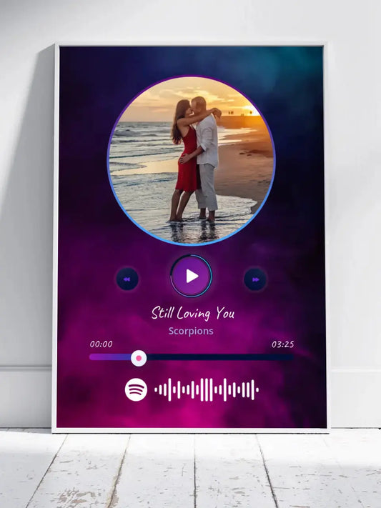 Personalizuotas Spotify muzikos grotuvo įrėmintas plakatas su jūsų nuotrauka, daina ir spotify kodu  Posteris(Plakatas) -  dovanokis.lt