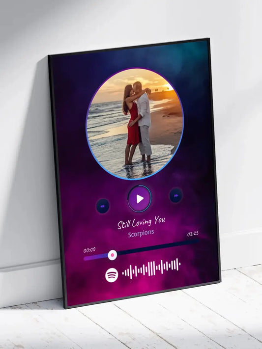 Personalizuotas Spotify muzikos grotuvo įrėmintas plakatas su jūsų nuotrauka, daina ir spotify kodu  Posteris(Plakatas) -  dovanokis.lt