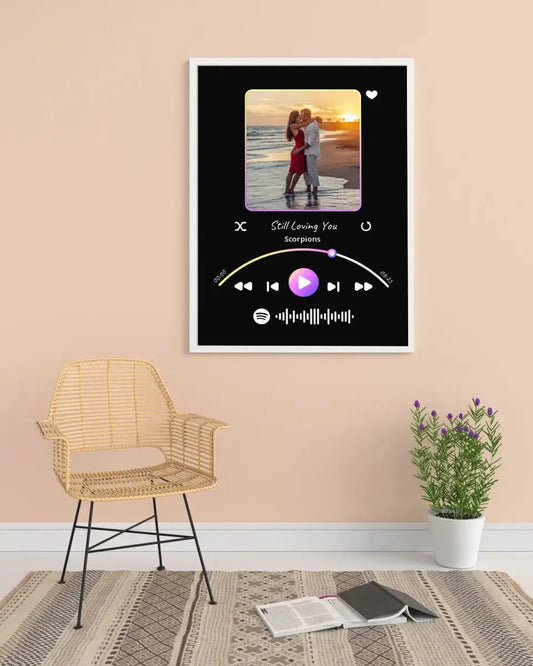 Personalizuotas Spotify muzikos grotuvo įrėmintas plakatas su jūsų nuotrauka, daina ir spotify kodu  Posteris(Plakatas) -  dovanokis.lt