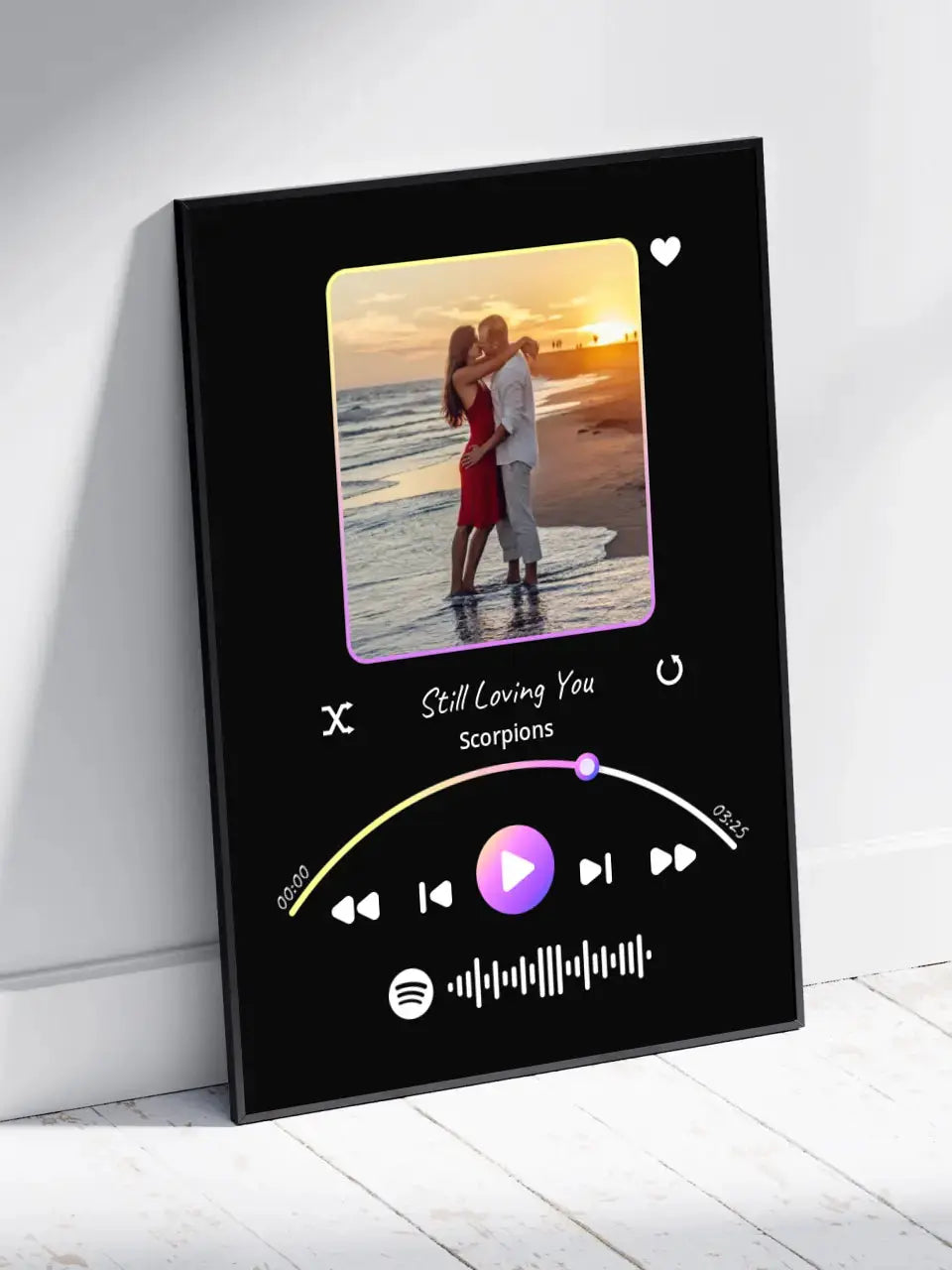 Personalizuotas Spotify muzikos grotuvo įrėmintas plakatas su jūsų nuotrauka, daina ir spotify kodu  Posteris(Plakatas) -  dovanokis.lt