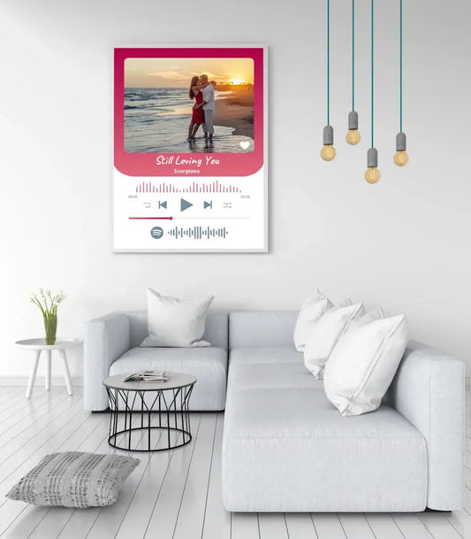 Personalizuotas Spotify muzikos grotuvo įrėmintas plakatas su jūsų nuotrauka, daina ir spotify kodu  Posteris(Plakatas) -  dovanokis.lt