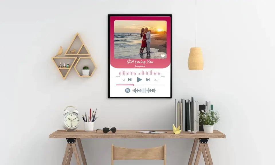 Personalizuotas Spotify muzikos grotuvo įrėmintas plakatas su jūsų nuotrauka, daina ir spotify kodu  Posteris(Plakatas) -  dovanokis.lt