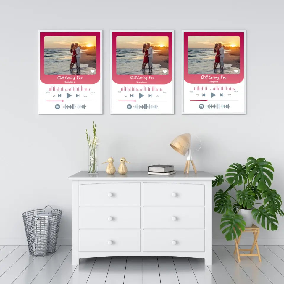 Personalizuotas Spotify muzikos grotuvo įrėmintas plakatas su jūsų nuotrauka, daina ir spotify kodu