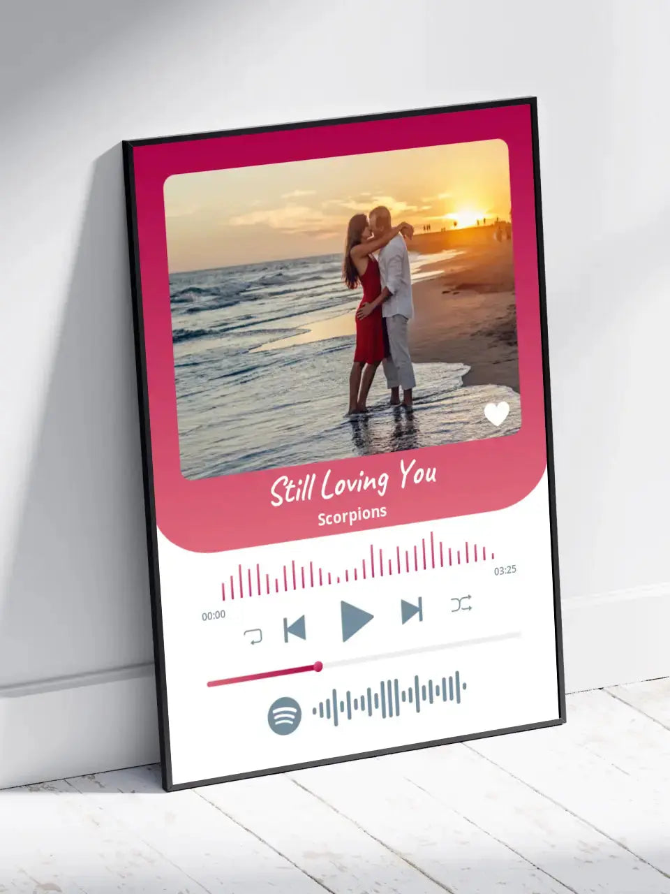 Personalizuotas Spotify muzikos grotuvo įrėmintas plakatas su jūsų nuotrauka, daina ir spotify kodu  Posteris(Plakatas) -  dovanokis.lt