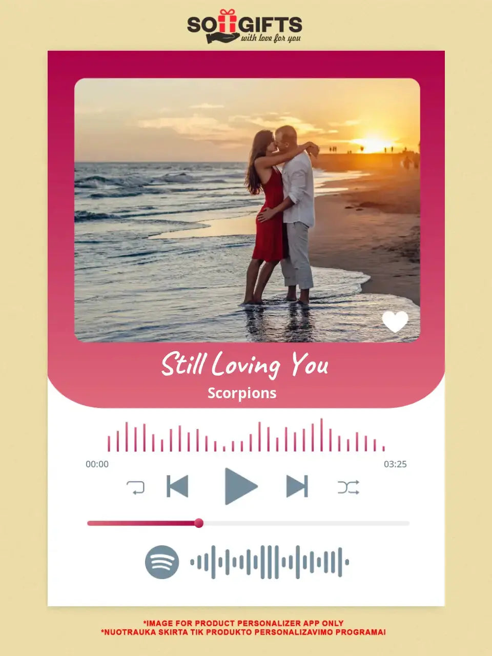 Personalizuotas Spotify muzikos grotuvas ant drobės su jūsų nuotrauka, daina ir spotify kodu  Drobe -  dovanokis.lt