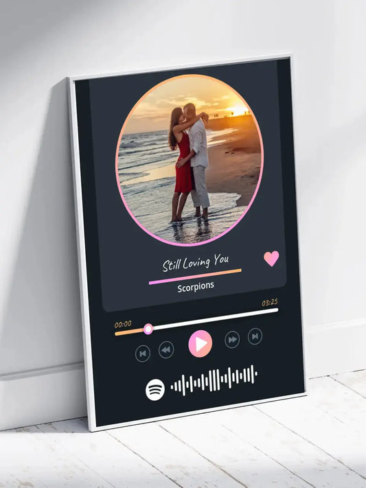 Personalizuotas Spotify muzikos grotuvo įrėmintas plakatas su jūsų nuotrauka, daina ir spotify kodu  Posteris(Plakatas) -  dovanokis.lt