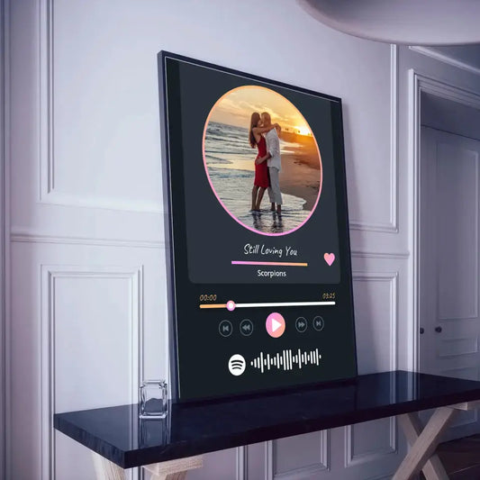 Personalizuotas Spotify muzikos grotuvo įrėmintas plakatas su jūsų nuotrauka, daina ir spotify kodu  Posteris(Plakatas) -  dovanokis.lt