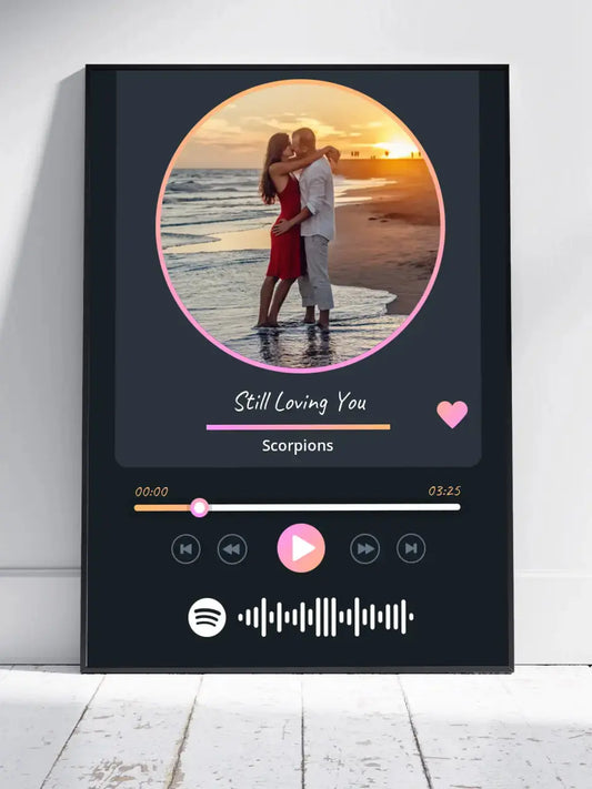 Personalizuotas Spotify muzikos grotuvo įrėmintas plakatas su jūsų nuotrauka, daina ir spotify kodu  Posteris(Plakatas) -  dovanokis.lt