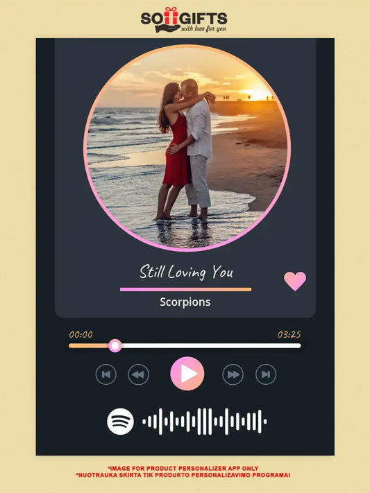 Personalizuotas Spotify muzikos grotuvas ant drobės su jūsų nuotrauka, daina ir spotify kodu  Drobe -  dovanokis.lt