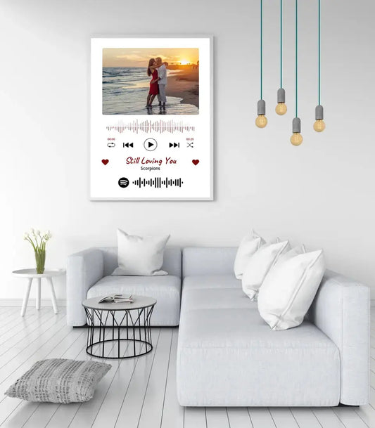Personalizuotas Spotify muzikos grotuvo įrėmintas plakatas su jūsų nuotrauka, daina ir spotify kodu  Posteris(Plakatas) -  dovanokis.lt