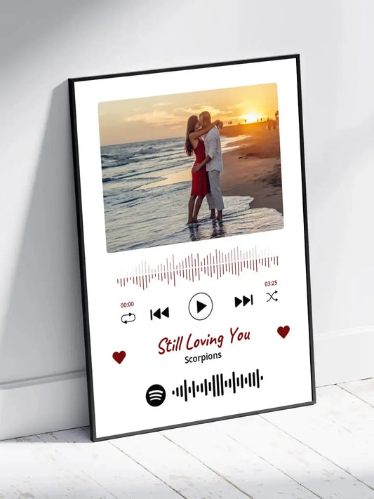 Personalizuotas Spotify muzikos grotuvo įrėmintas plakatas su jūsų nuotrauka, daina ir spotify kodu  Posteris(Plakatas) -  dovanokis.lt