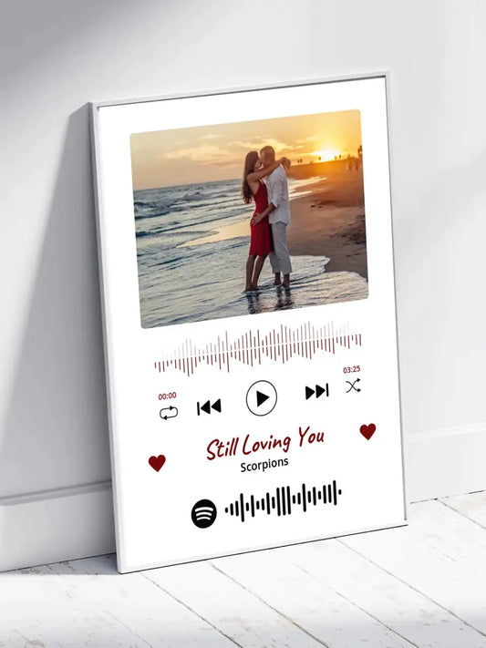 Personalizuotas Spotify muzikos grotuvo įrėmintas plakatas su jūsų nuotrauka, daina ir spotify kodu  Posteris(Plakatas) -  dovanokis.lt
