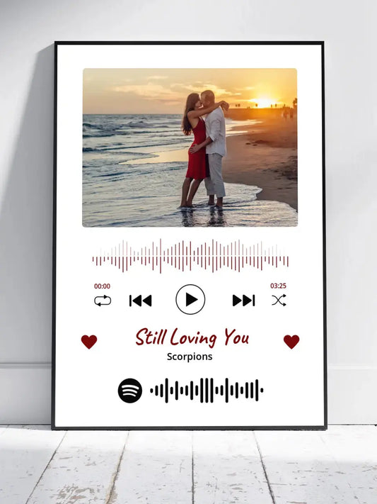 Personalizuotas Spotify muzikos grotuvo įrėmintas plakatas su jūsų nuotrauka, daina ir spotify kodu  Posteris(Plakatas) -  dovanokis.lt