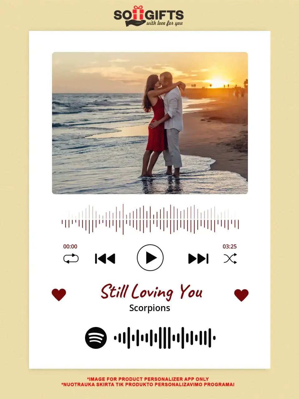 Personalizuotas Spotify muzikos grotuvas ant drobės su jūsų nuotrauka, daina ir spotify kodu  Drobe -  dovanokis.lt