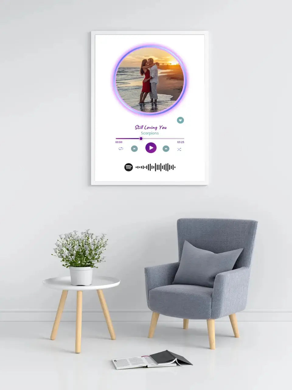 Personalizuotas Spotify muzikos grotuvo įrėmintas plakatas su jūsų nuotrauka, daina ir spotify kodu  Posteris(Plakatas) -  dovanokis.lt