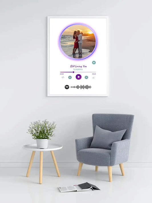 Personalizuotas Spotify muzikos grotuvo įrėmintas plakatas su jūsų nuotrauka, daina ir spotify kodu  Posteris(Plakatas) -  dovanokis.lt