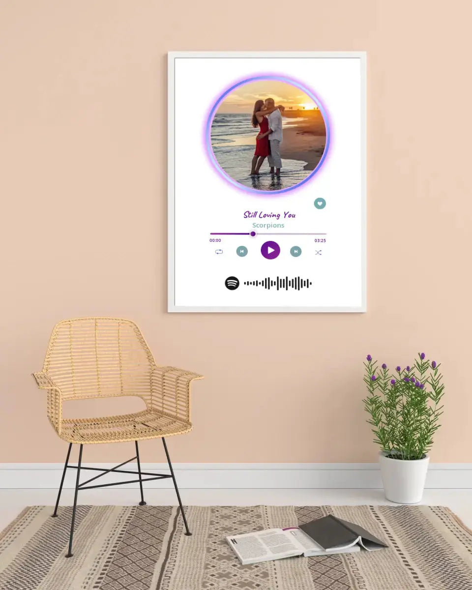 Personalizuotas Spotify muzikos grotuvo įrėmintas plakatas su jūsų nuotrauka, daina ir spotify kodu  Posteris(Plakatas) -  dovanokis.lt
