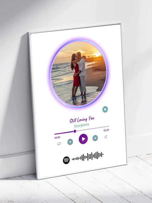 Personalizuotas Spotify muzikos grotuvo įrėmintas plakatas su jūsų nuotrauka, daina ir spotify kodu  Posteris(Plakatas) -  dovanokis.lt