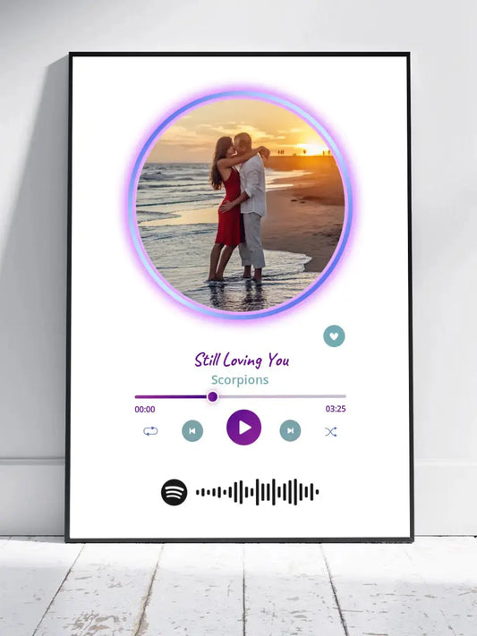 Personalizuotas Spotify muzikos grotuvo įrėmintas plakatas su jūsų nuotrauka, daina ir spotify kodu  Posteris(Plakatas) -  dovanokis.lt