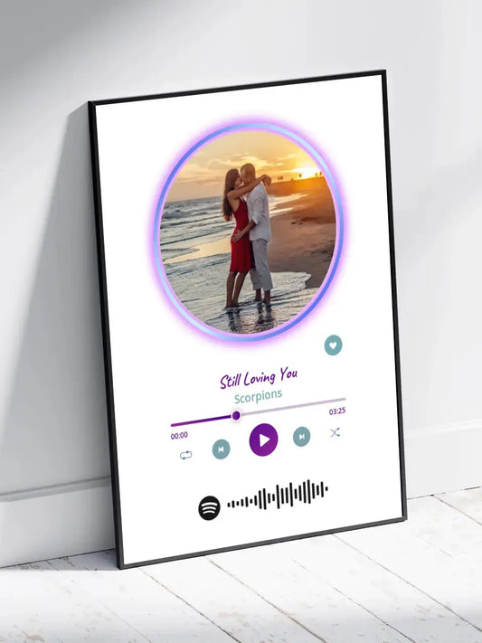 Personalizuotas Spotify muzikos grotuvo įrėmintas plakatas su jūsų nuotrauka, daina ir spotify kodu  Posteris(Plakatas) -  dovanokis.lt