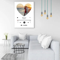 Personalizuotas Spotify muzikos grotuvo įrėmintas plakatas su jūsų nuotrauka širdelės formos, daina ir spotify kodu  Posteris(Plakatas) -  dovanokis.lt