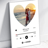 Personalizuotas Spotify muzikos grotuvo įrėmintas plakatas su jūsų nuotrauka širdelės formos, daina ir spotify kodu  Posteris(Plakatas) -  dovanokis.lt