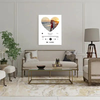 Personalizuotas Spotify muzikos grotuvas ant drobės su jūsų nuotrauka širdelės formos, daina ir spotify kodu  Drobe -  dovanokis.lt