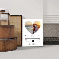 Personalizuotas Spotify muzikos grotuvas ant drobės su jūsų nuotrauka širdelės formos, daina ir spotify kodu  Drobe -  dovanokis.lt