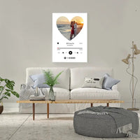 Personalizuotas Spotify muzikos grotuvas ant drobės su jūsų nuotrauka širdelės formos, daina ir spotify kodu  Drobe -  dovanokis.lt