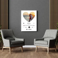 Personalizuotas Spotify muzikos grotuvas ant drobės su jūsų nuotrauka širdelės formos, daina ir spotify kodu  Drobe -  dovanokis.lt