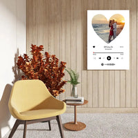 Personalizuotas Spotify muzikos grotuvas ant drobės su jūsų nuotrauka širdelės formos, daina ir spotify kodu  Drobe -  dovanokis.lt