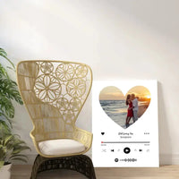 Personalizuotas Spotify muzikos grotuvas ant drobės su jūsų nuotrauka širdelės formos, daina ir spotify kodu  Drobe -  dovanokis.lt