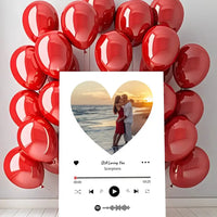 Personalizuotas Spotify muzikos grotuvas ant drobės su jūsų nuotrauka širdelės formos, daina ir spotify kodu  Drobe -  dovanokis.lt