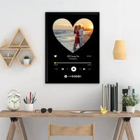 Personalizuotas Spotify muzikos grotuvo įrėmintas plakatas su jūsų nuotrauka širdelės formos, daina ir spotify kodu  Posteris(Plakatas) -  dovanokis.lt