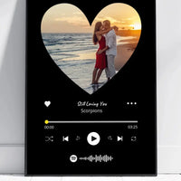 Personalizuotas Spotify muzikos grotuvo įrėmintas plakatas su jūsų nuotrauka širdelės formos, daina ir spotify kodu  Posteris(Plakatas) -  dovanokis.lt