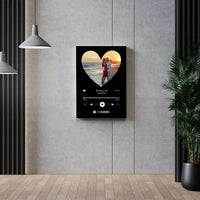 Personalizuotas Spotify muzikos grotuvas ant drobės su jūsų nuotrauka širdelės formos, daina ir spotify kodu  Drobe -  dovanokis.lt
