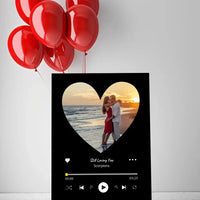 Personalizuotas Spotify muzikos grotuvas ant drobės su jūsų nuotrauka širdelės formos, daina ir spotify kodu  Drobe -  dovanokis.lt