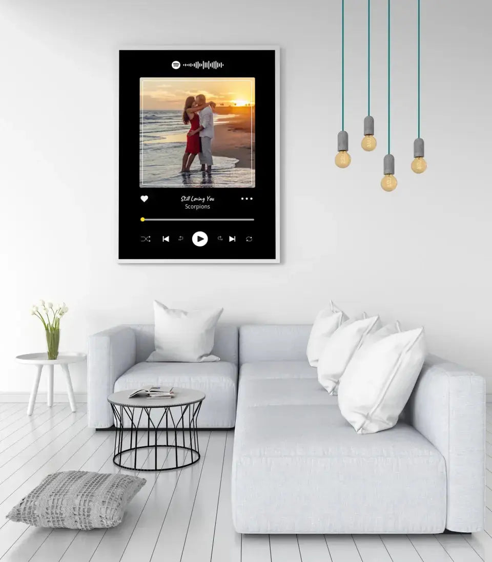 Personalizuotas Spotify muzikos grotuvo įrėmintas plakatas su jūsų nuotrauka, daina ir spotify kodu  Posteris(Plakatas) -  dovanokis.lt