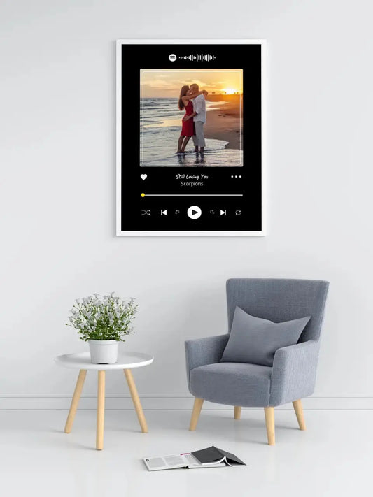 Personalizuotas Spotify muzikos grotuvo įrėmintas plakatas su jūsų nuotrauka, daina ir spotify kodu  Posteris(Plakatas) -  dovanokis.lt