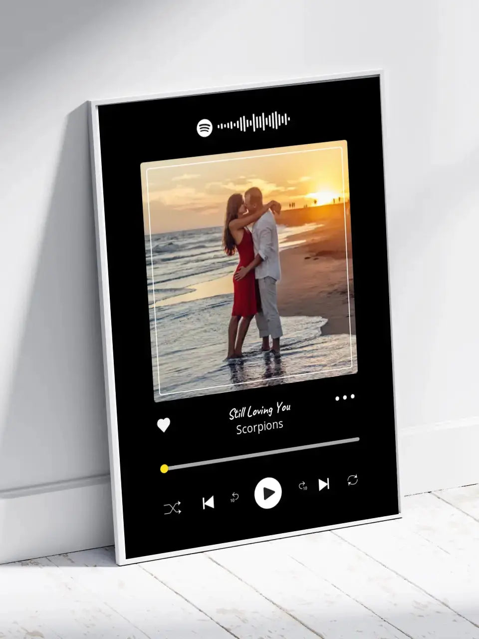 Personalizuotas Spotify muzikos grotuvo įrėmintas plakatas su jūsų nuotrauka, daina ir spotify kodu  Posteris(Plakatas) -  dovanokis.lt