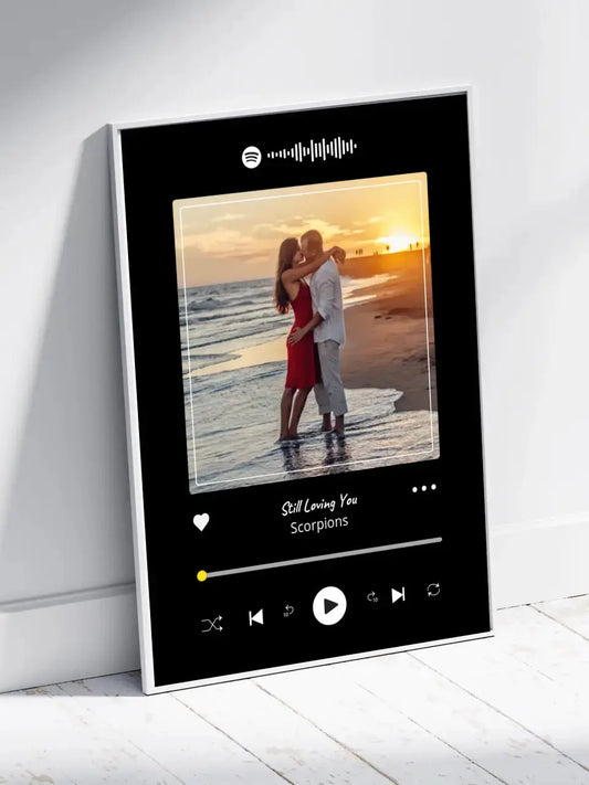 Personalizuotas Spotify muzikos grotuvo įrėmintas plakatas su jūsų nuotrauka, daina ir spotify kodu  Posteris(Plakatas) -  dovanokis.lt