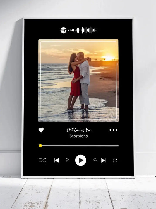 Personalizuotas Spotify muzikos grotuvo įrėmintas plakatas su jūsų nuotrauka, daina ir spotify kodu  Posteris(Plakatas) -  dovanokis.lt
