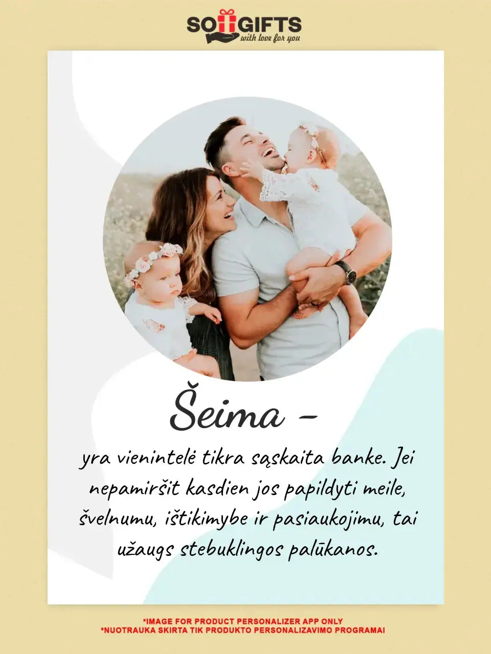 Personalizuotas šeimos spaudinys ant drobės su jūsų nuotrauka  Drobe -  dovanokis.lt