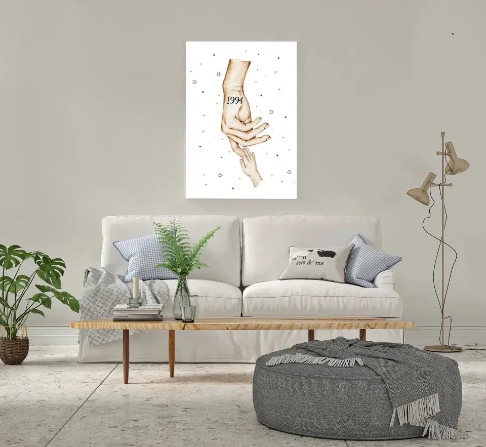 Personalizuota "Mama ir 1-4 vaikai susikibę už rankų" iliustracija ant drobės, Motinos Rankos, Naujagimio iliustracija, Menas, Laikydami rankas, Šeimos rankos  Drobe -  dovanokis.lt