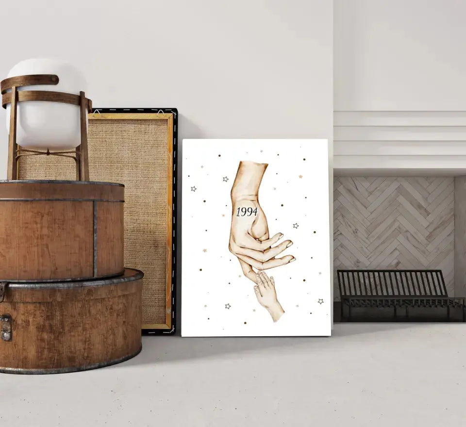 Personalizuota "Mama ir 1-4 vaikai susikibę už rankų" iliustracija ant drobės, Motinos Rankos, Naujagimio iliustracija, Menas, Laikydami rankas, Šeimos rankos  Drobe -  dovanokis.lt