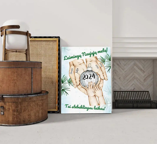 Personalizuota "Šeima ir 1-4 vaikai susikibę už rankų" iliustracija, Kalėdine iliustracija, Motinos Rankos, Naujagimio iliustracija, Menas, Laikydami rankas, Šeimos rankos  Drobe -  dovanokis.lt