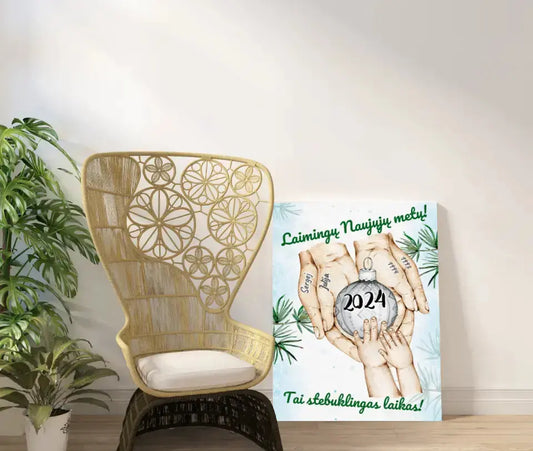 Personalizuota "Šeima ir 1-4 vaikai susikibę už rankų" iliustracija, Kalėdine iliustracija, Motinos Rankos, Naujagimio iliustracija, Menas, Laikydami rankas, Šeimos rankos  Drobe -  dovanokis.lt