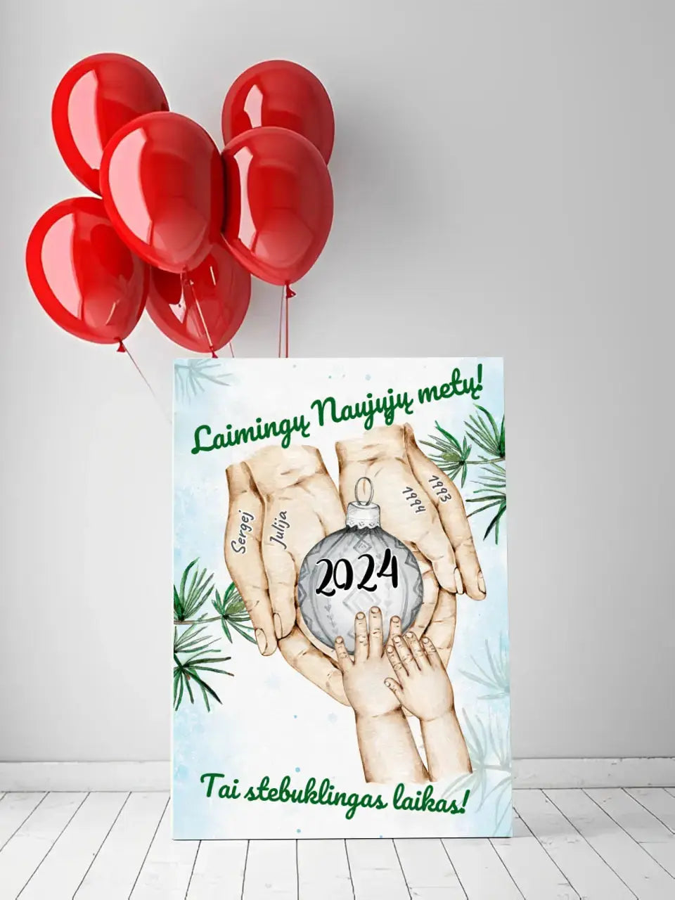 Personalizuota "Šeima ir 1-4 vaikai susikibę už rankų" iliustracija, Kalėdine iliustracija, Motinos Rankos, Naujagimio iliustracija, Menas, Laikydami rankas, Šeimos rankos  Drobe -  dovanokis.lt