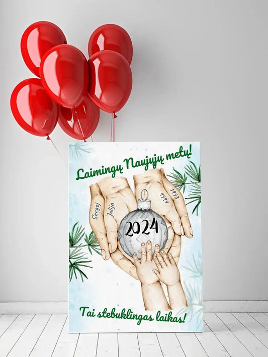 Personalizuota "Šeima ir 1-4 vaikai susikibę už rankų" iliustracija, Kalėdine iliustracija, Motinos Rankos, Naujagimio iliustracija, Menas, Laikydami rankas, Šeimos rankos  Drobe -  dovanokis.lt